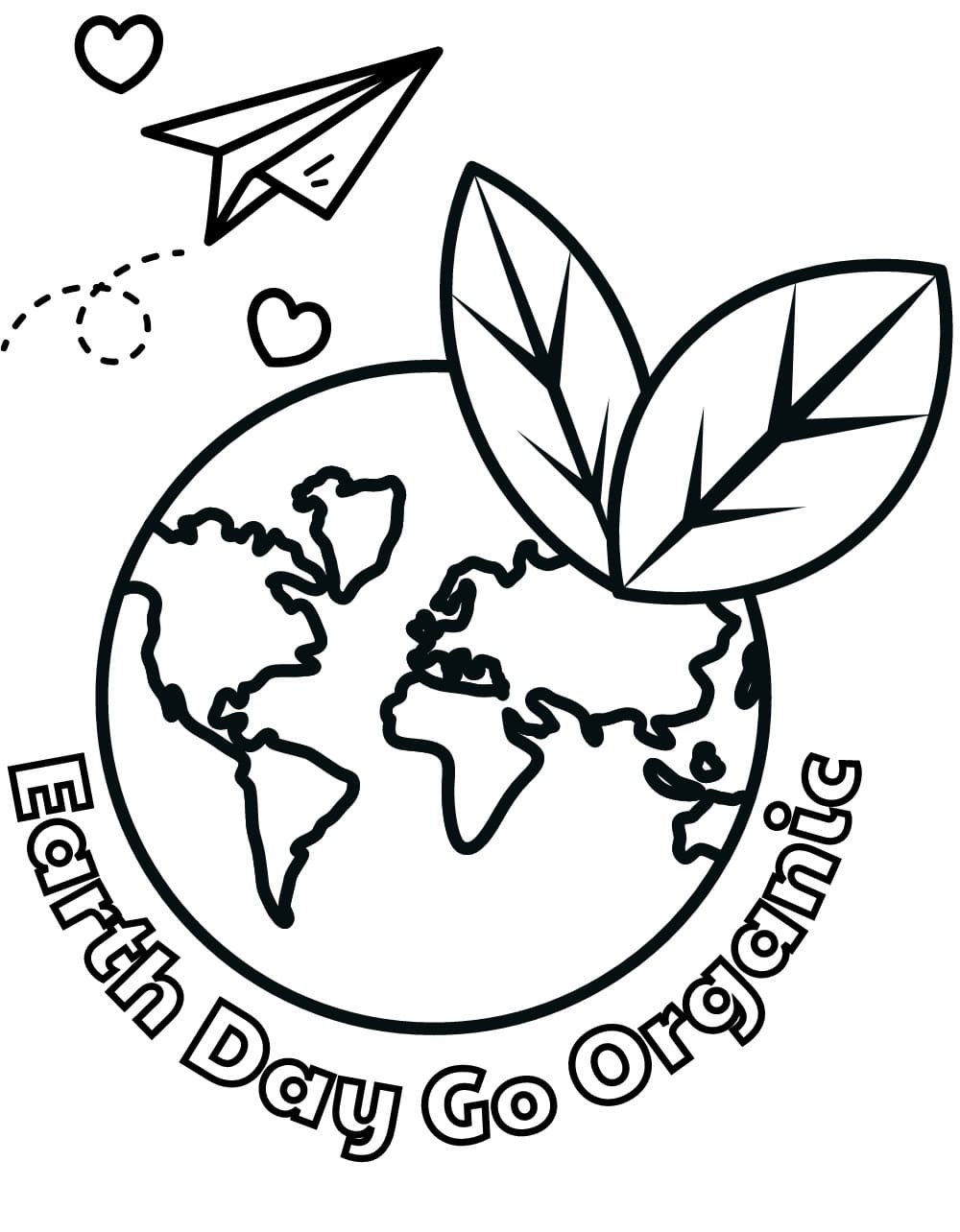 Earth Day Go Organic coloring page