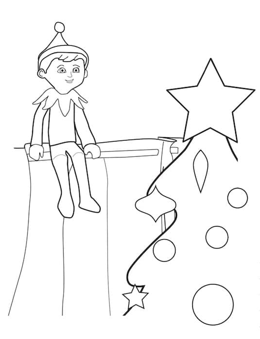 Elf on the Shelf and Christmas Tree coloring page - Download, Print or ...