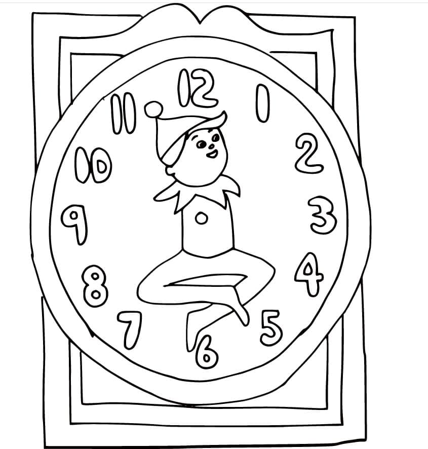 Elf on the Shelf Clock coloring page