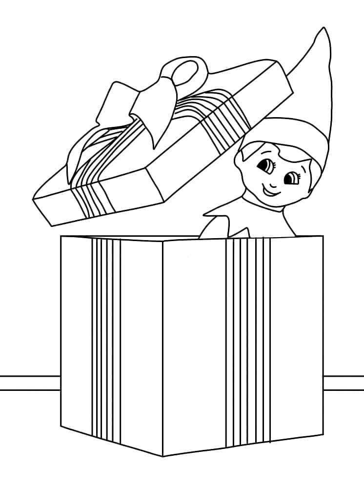 Elf on the Shelf Gift coloring page