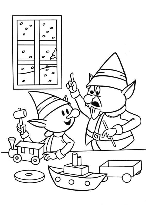 Elves from Rudolph coloring page