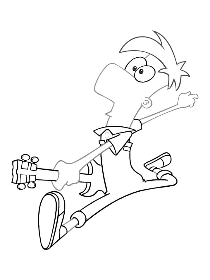 Ferb is Playing Guitar coloring page