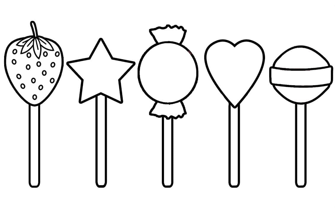 Five Lollipops coloring page