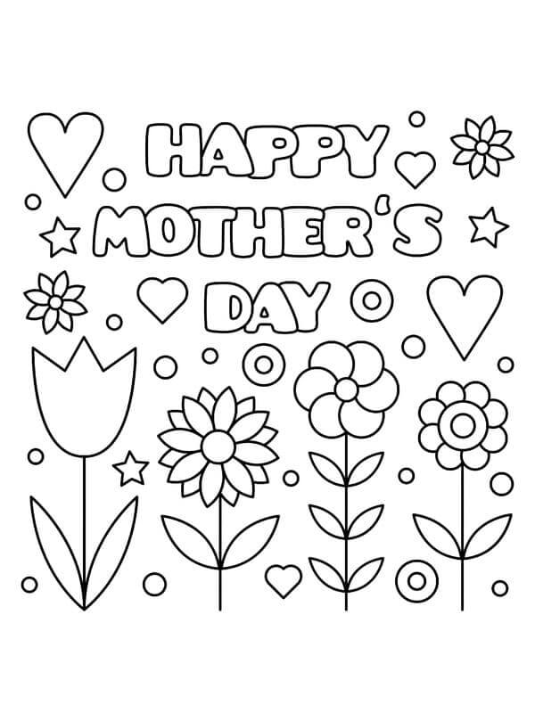 Flowers For Mom On A Postcard coloring page