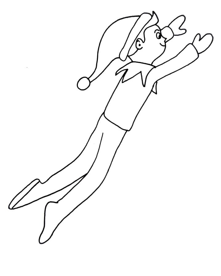 Flying Elf on the Shelf coloring page