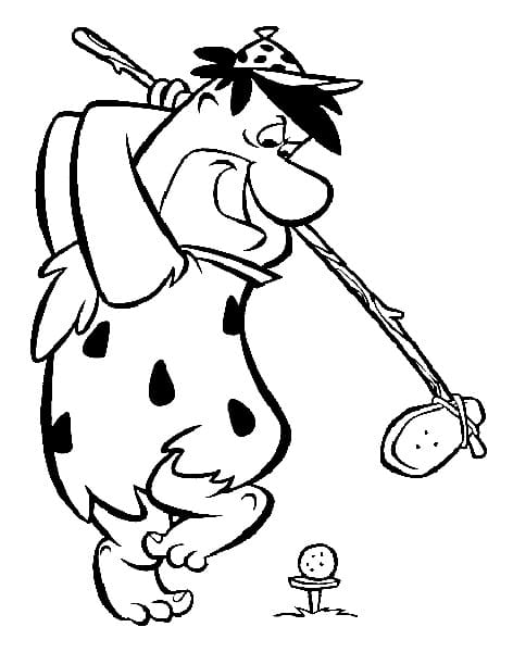 Fred Flintstone is Playing Golf coloring page