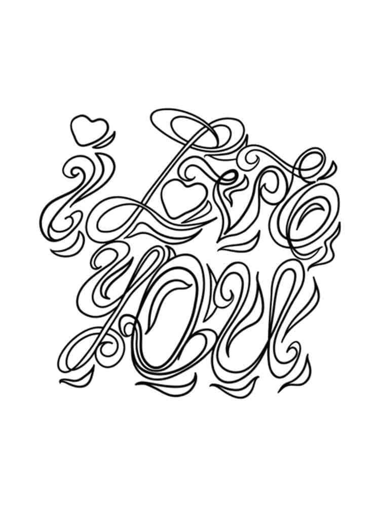 Free Drawing of I Love You coloring page