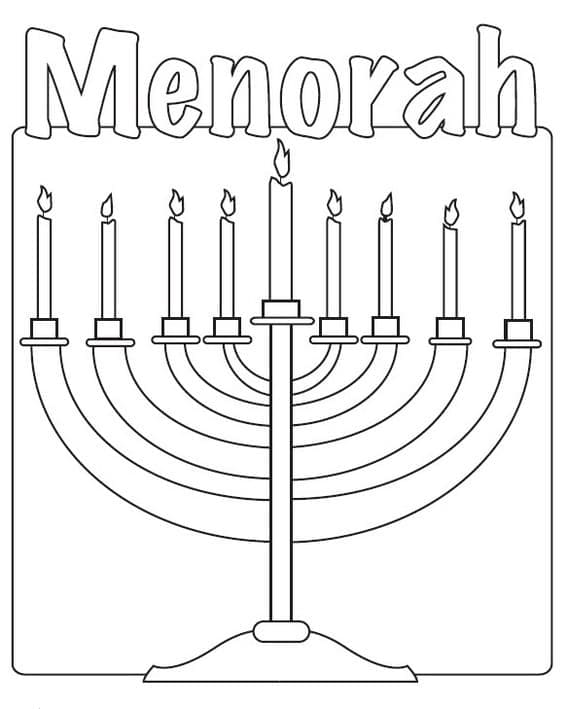 Free Hanukkah Menorah coloring page