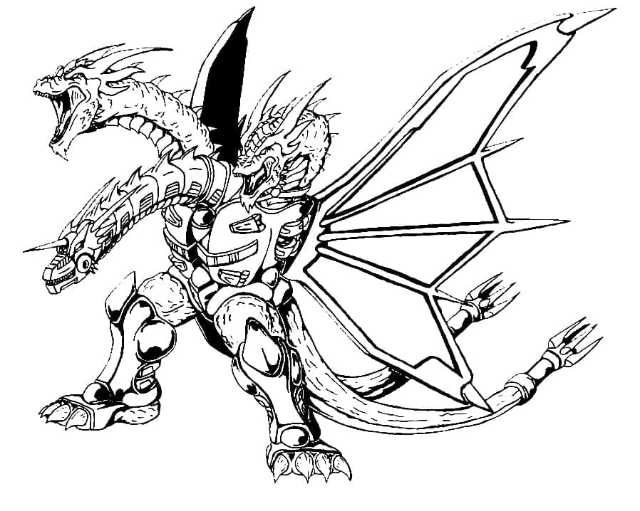 Free ‘Mecha King Ghidorah coloring page