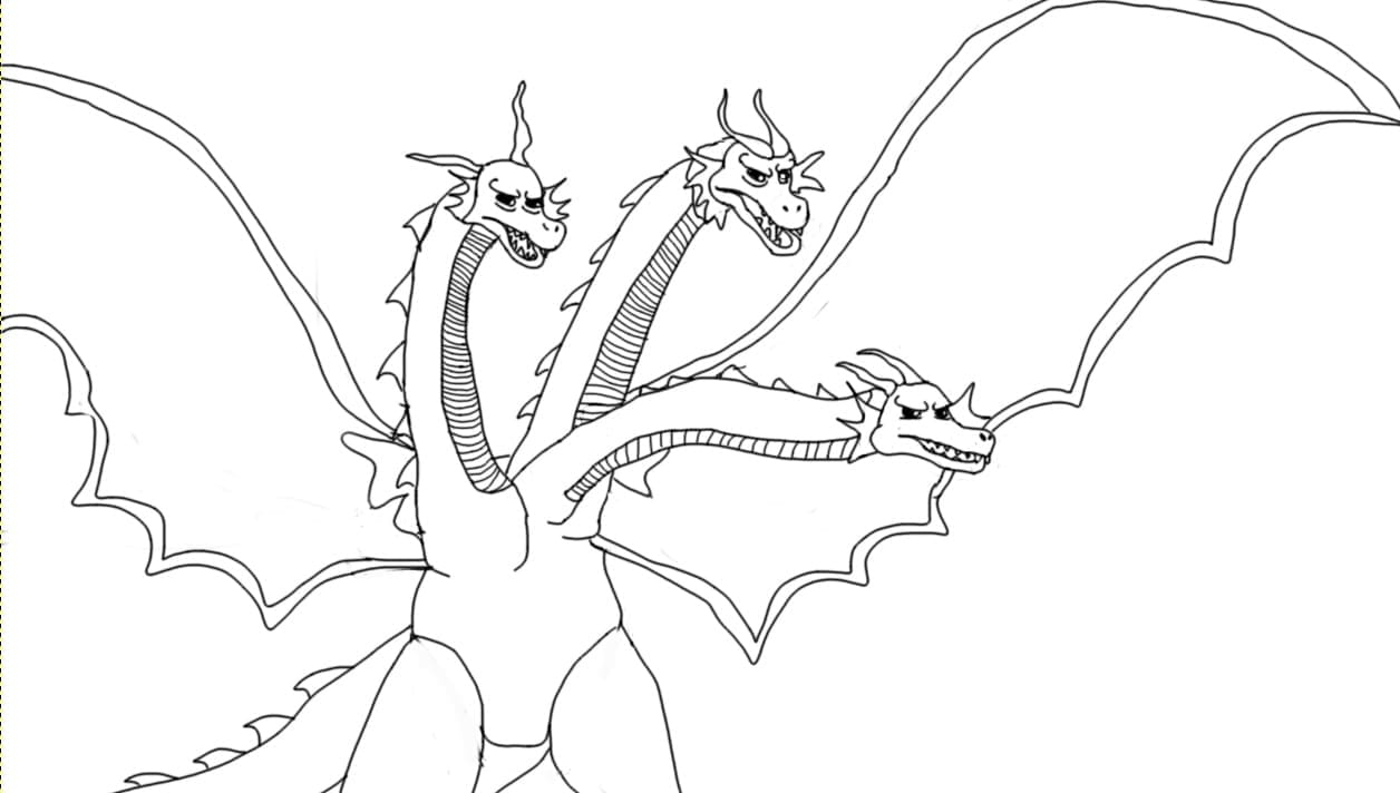 Free Printable Ghidorah coloring page