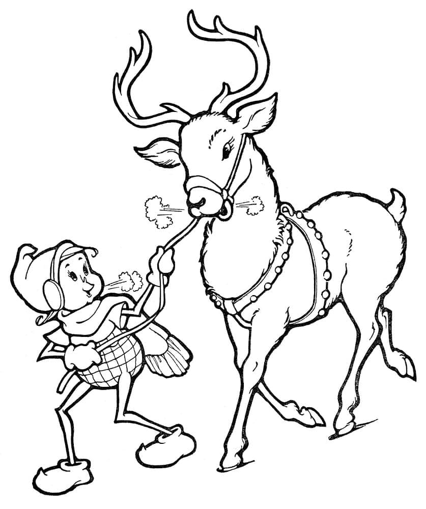 Friendly Reindeer coloring page