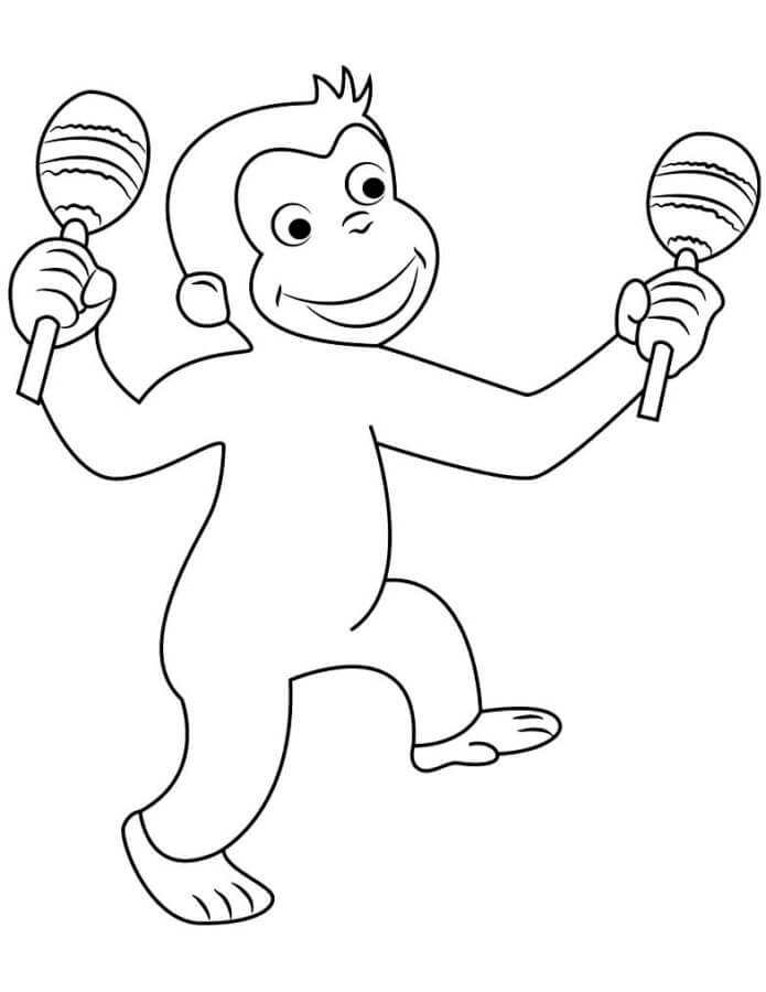 Funny George The Curious With Maracas coloring page