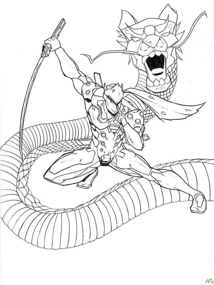 Genji in Overwatch coloring page