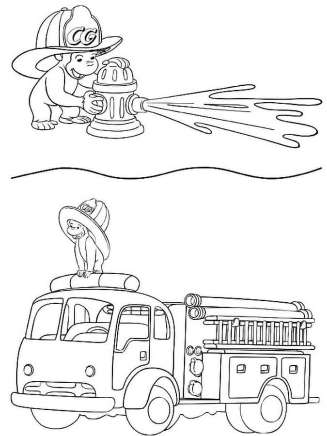 George Helps The Firemen coloring page