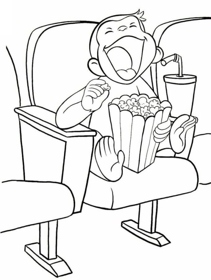 George Laughs At A Comedy Movie coloring page