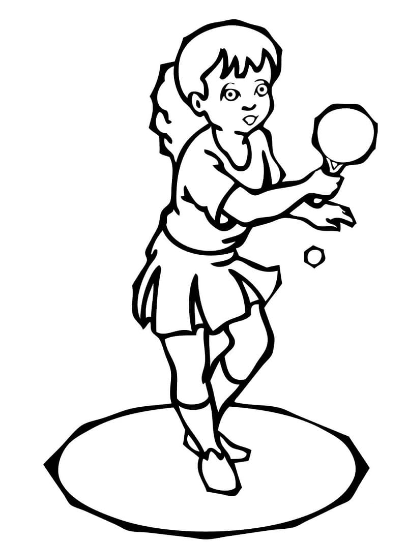 Girl is Ping Pong coloring page