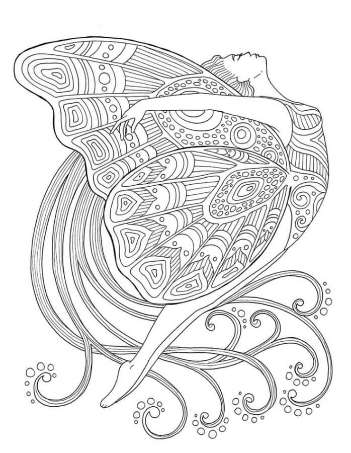 Girl With Wings Relaxing coloring page