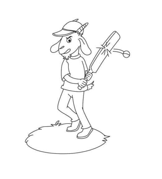 Goat Plays Cricket coloring page