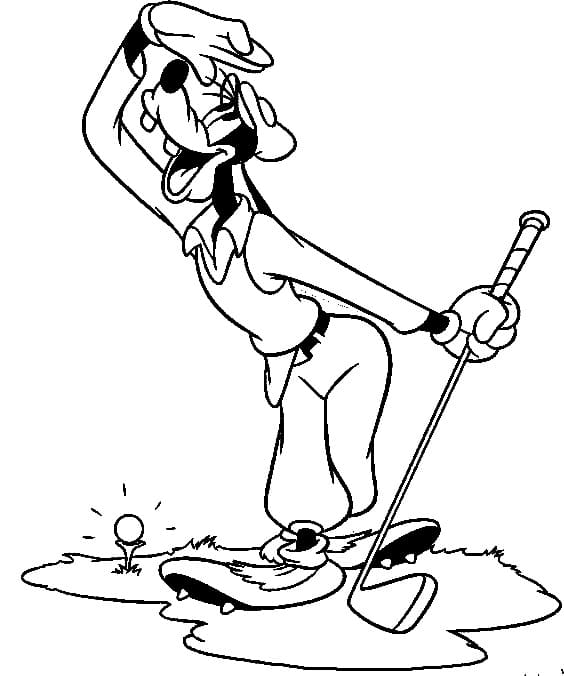 Goofy is Playing Golf coloring page