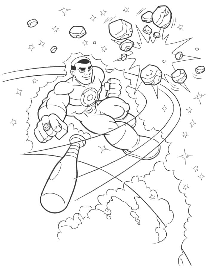 Green Lantern in Space coloring page