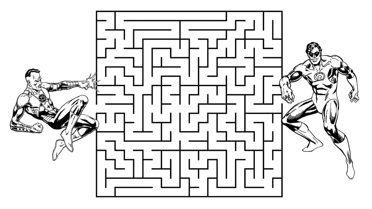 Green Lantern Maze coloring page