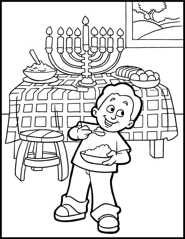 Hanukkah Jewish Boy coloring page