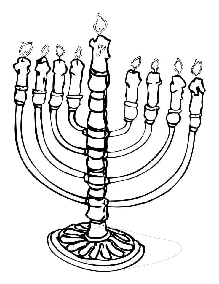 Hanukkah Menorah coloring page