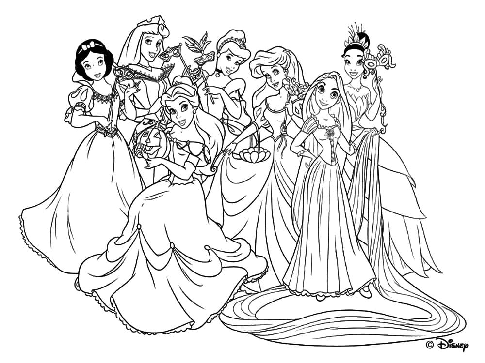 Happy Disney Princesses coloring page - Download, Print or Color Online ...