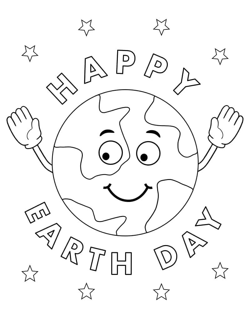 Happy Earth Day April 22 coloring page