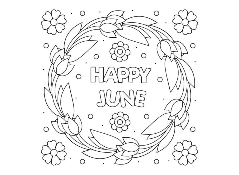Happy June coloring page - Download, Print or Color Online for Free