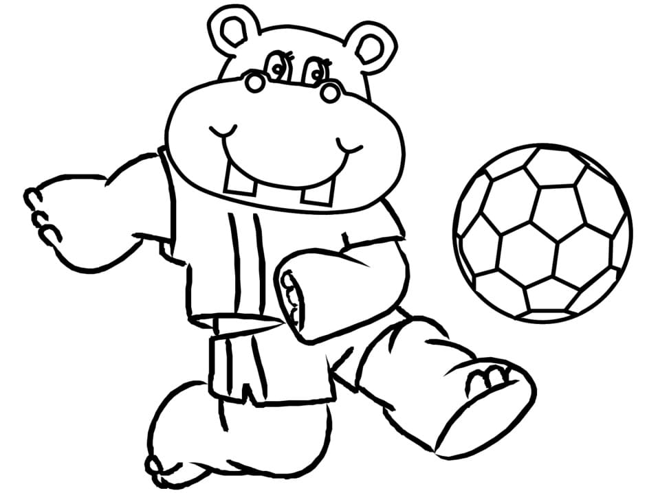 Hippo Plays Football coloring page