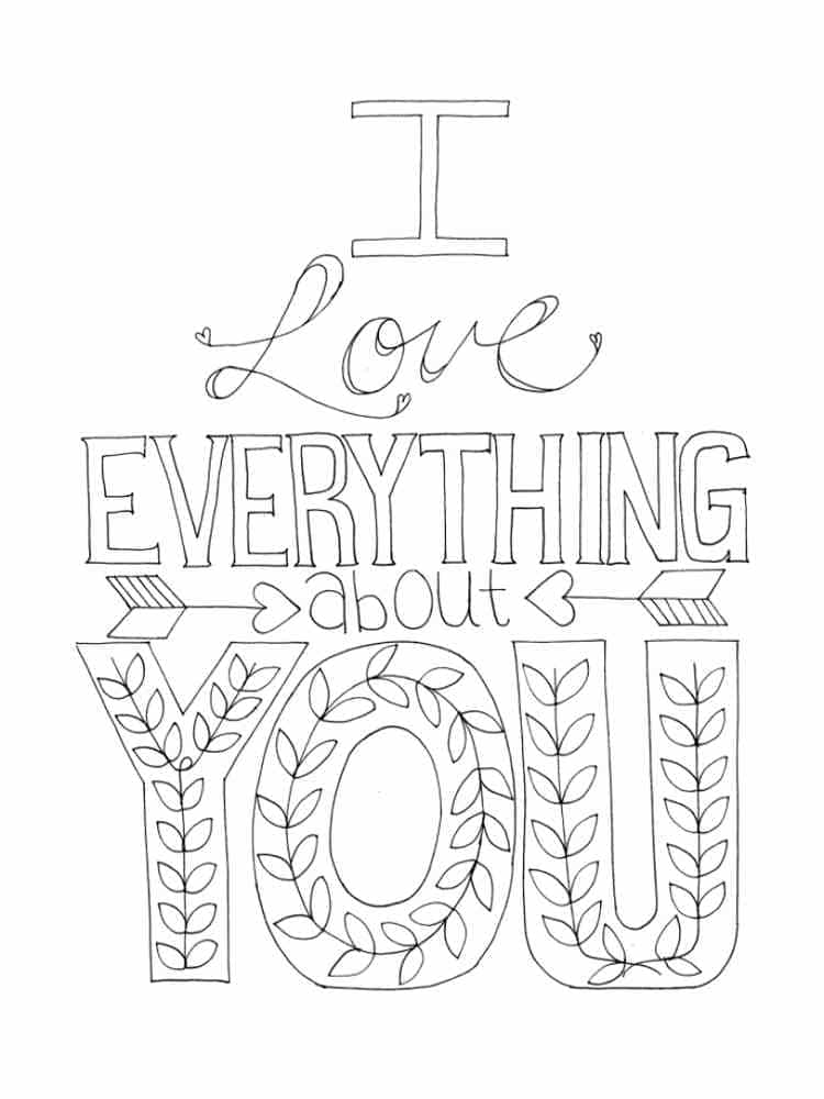 I Love Everything About You coloring page