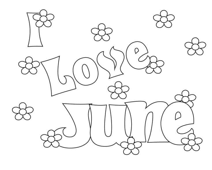 I Love June coloring page