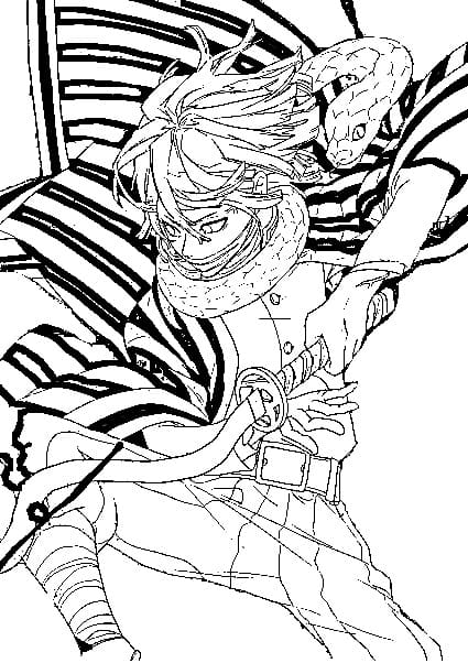 Iguro Obanai Fighting coloring page