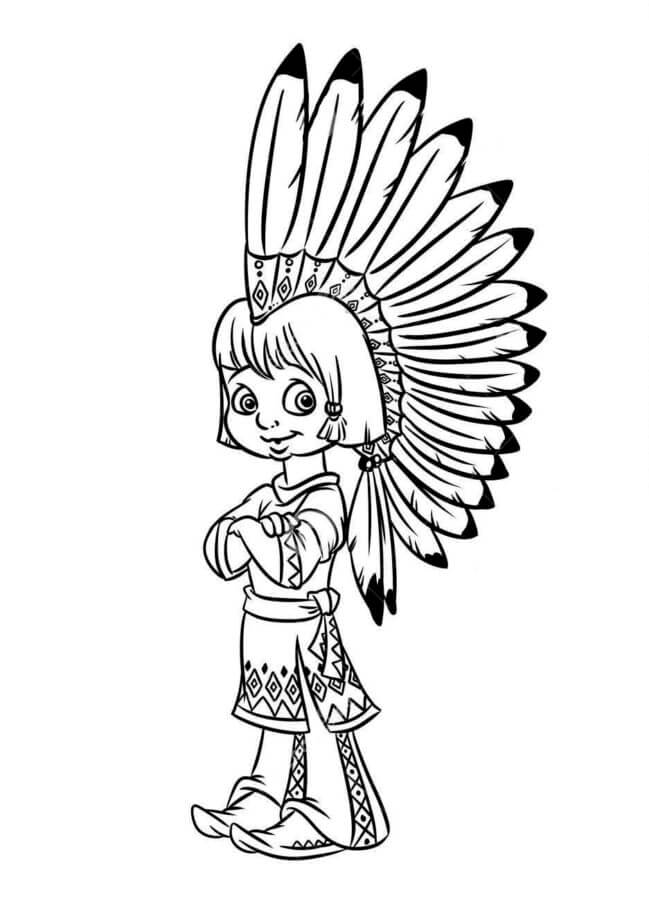 Indian Boy With Pied Cockroach coloring page