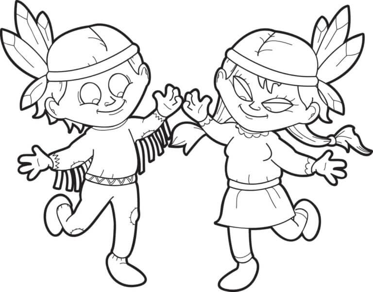 Indian Children Dancing coloring page