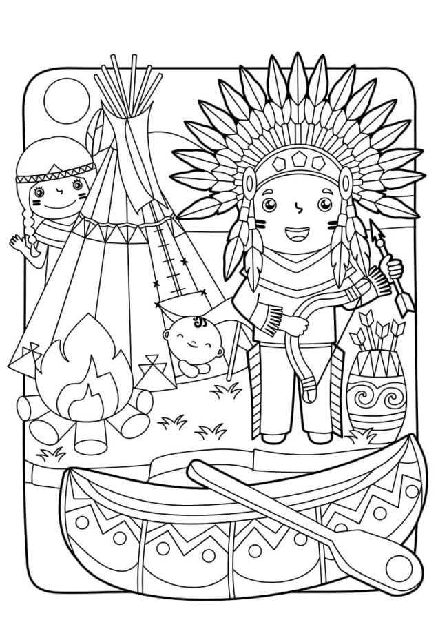 Indian Family coloring page