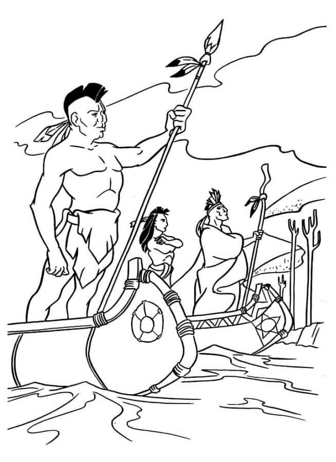 Indian Wars In Kayaks coloring page