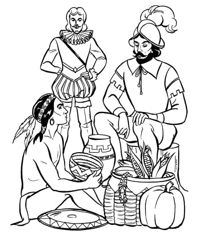 Indians And Spanish coloring page