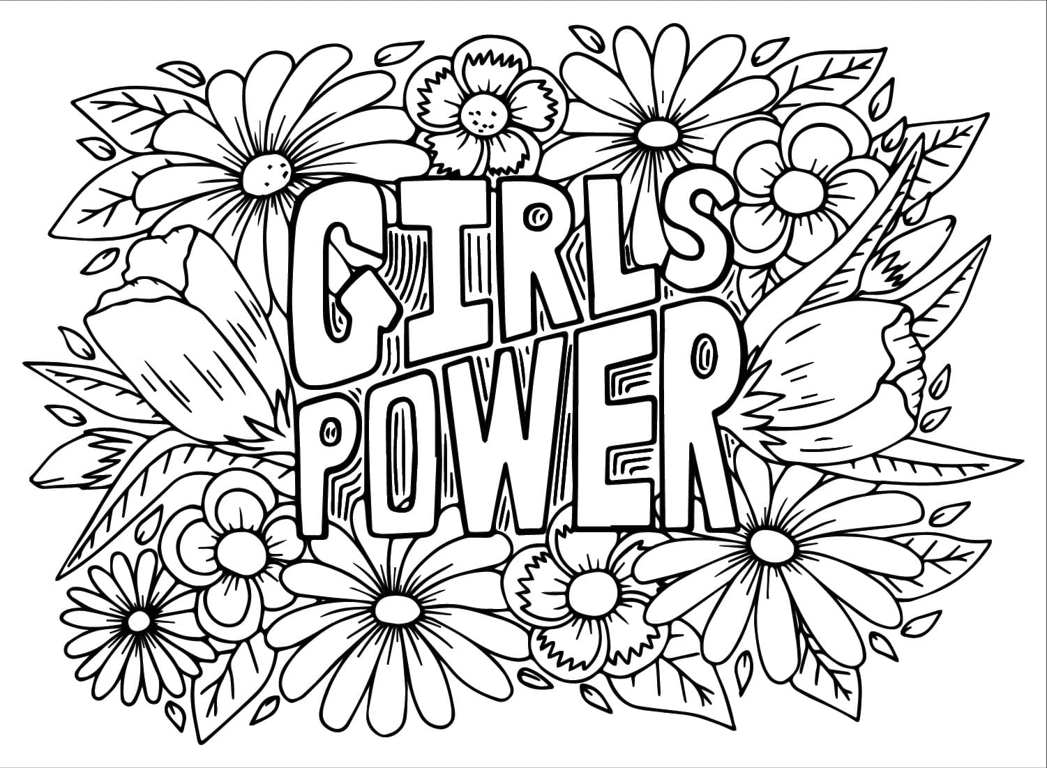 Inspirational – Girls Power coloring page