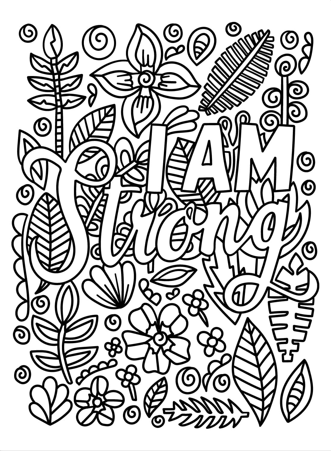 Inspirational - I Am Strong coloring page - Download, Print or Color ...