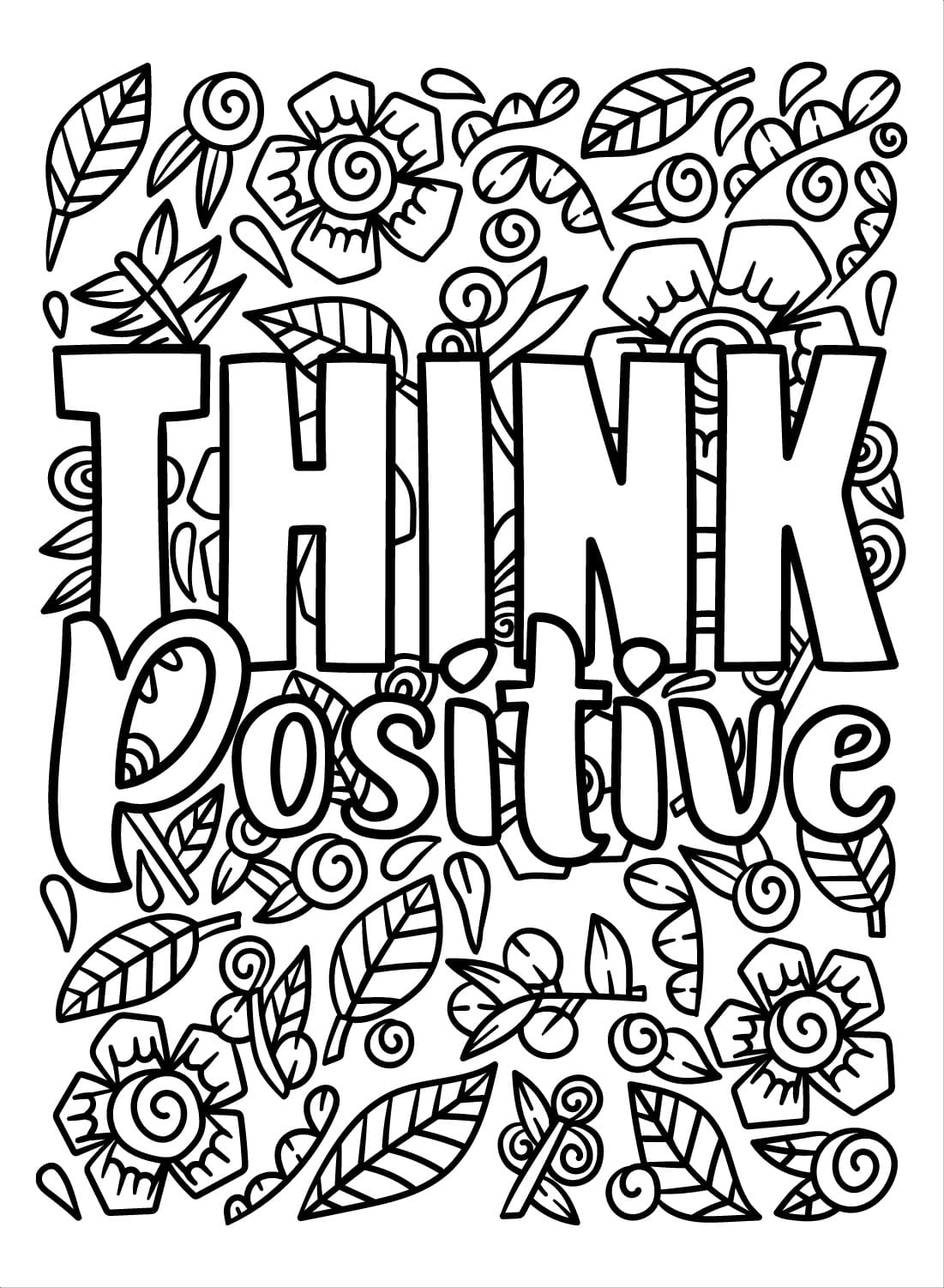Inspirational - Think Positive coloring page - Download, Print or Color ...