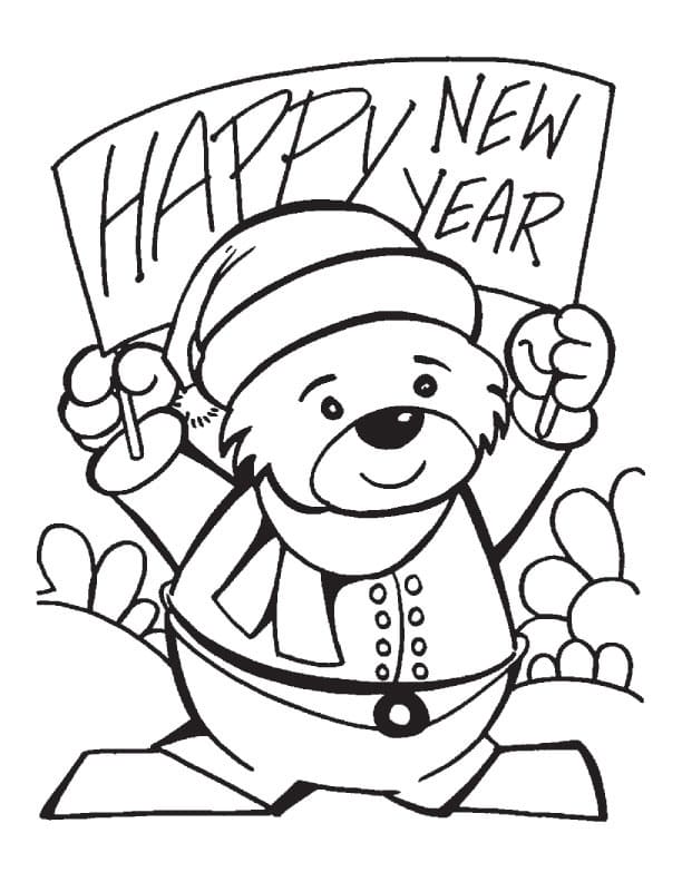 January Happy New Year coloring page