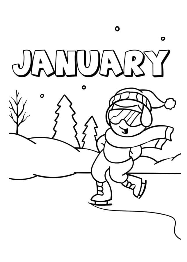 January Ice Skating coloring page