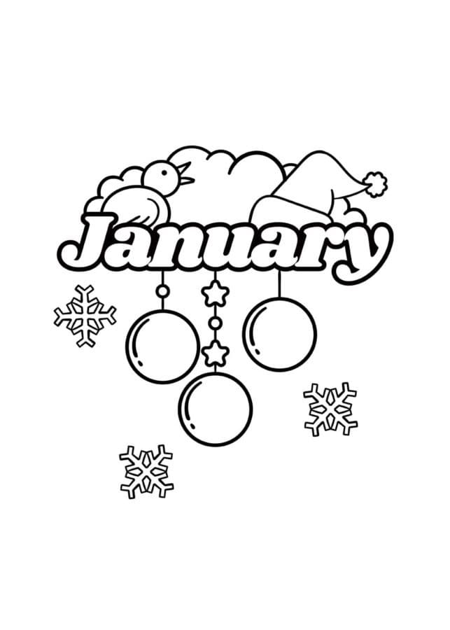 January Winter coloring page