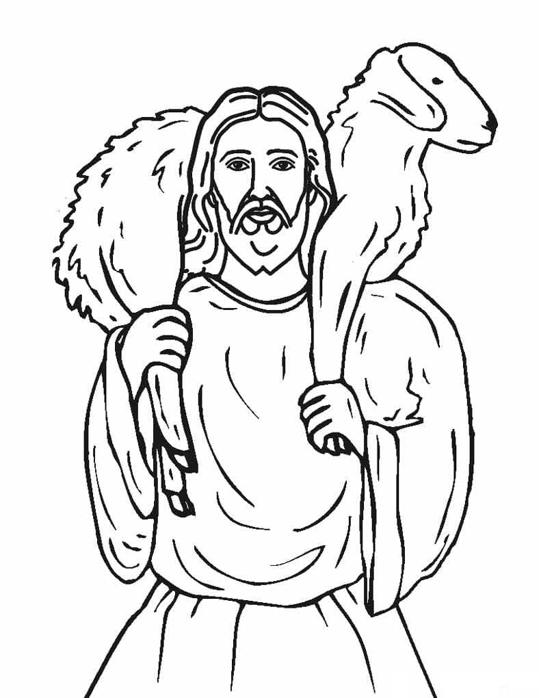 Jesus and A Lamb coloring page