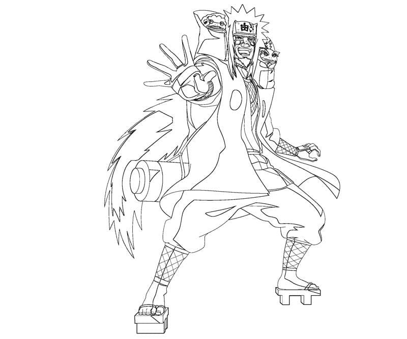 Jiraiya and Shima with Fukasaku coloring page