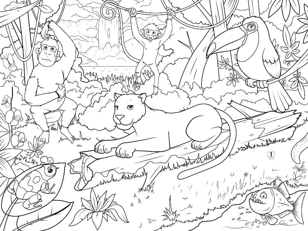 Jungle Animals Picture coloring page - Download, Print or Color Online ...