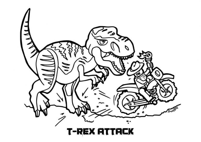 Jurassic World T-rex Attack coloring page