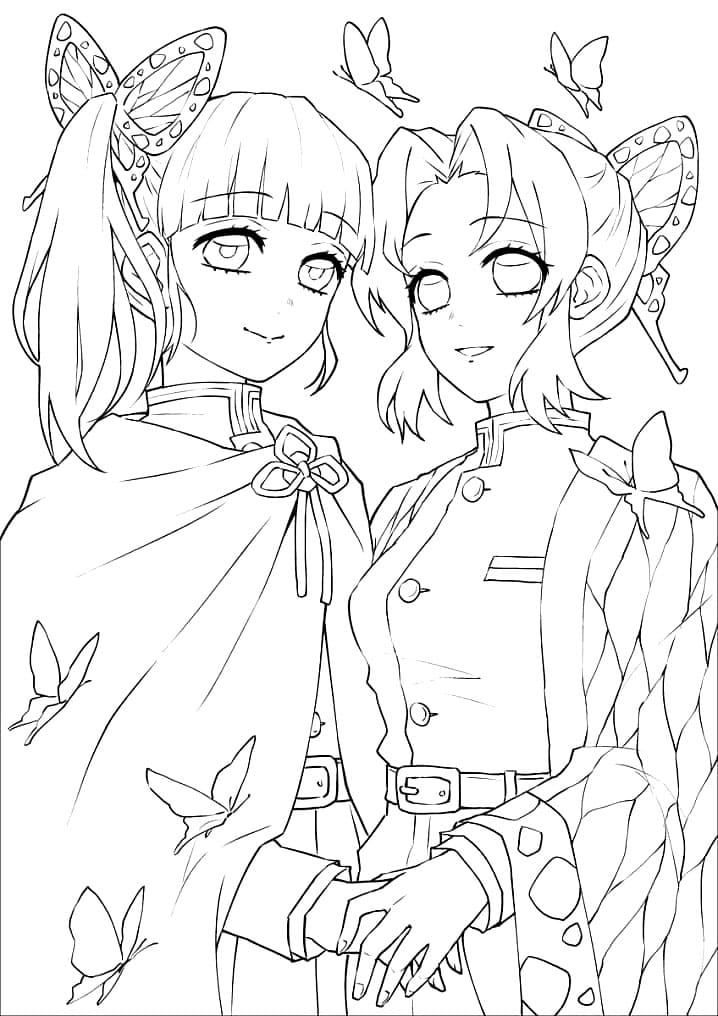 Kanao Tsuyuri and Shinobu coloring page